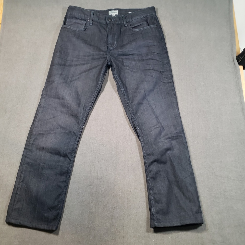 Le Chateau Jeans Mens 34 Dark Blue Low‎ Rise Slim Leg Cotton Denim